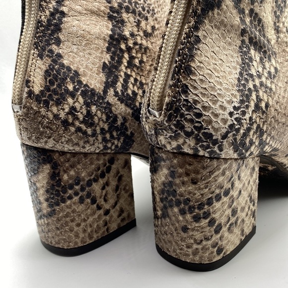 FREE PEOPLE WOMEN’S CECILE SNAKE PRINT BLOCK HEEL BOOTIES TAN BROWN SZ 35.5 - Picture 13 of 13